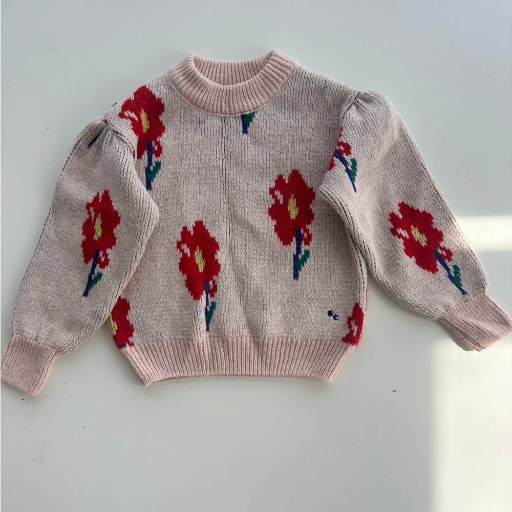 Bobo Choses Floral Sweater - Pink and Red